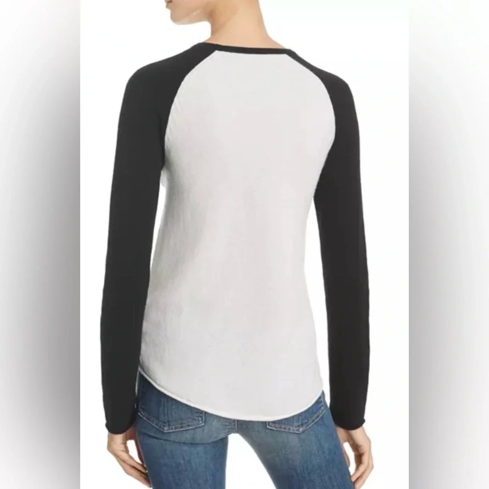 Aqua 100% Cashmere Embellished Skull Cashmere Baseball Style Sweater Large NWT